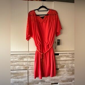 Thalia Sodi Coral Lace Midi Dress